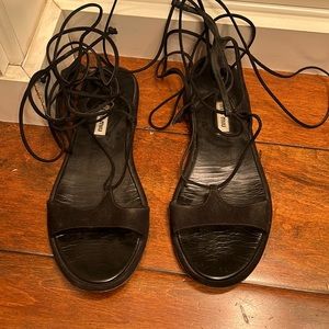 Miu miu wrap around black sandals